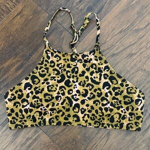 Urban Outfitters Animal Print Halter Bikini Top